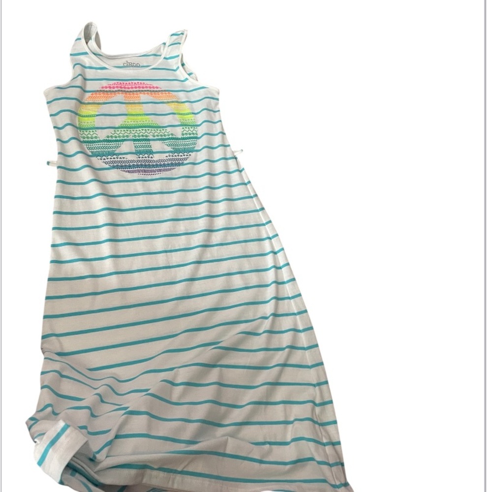 Striped Kids Maxi Dress with Peace Sign